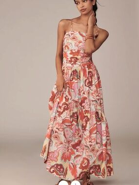 Love The Label Printed Cotton A-Line Maxi in Chiara (NWT)